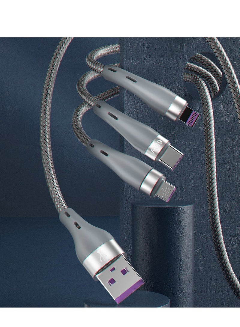 DUDAO كابل شحن 3 في 1 من INET بقوة 65 وات، Lightning + Micro + Type-C، شحن متزامن، يدعم أجهزة مختلفة - L20X - Image 3