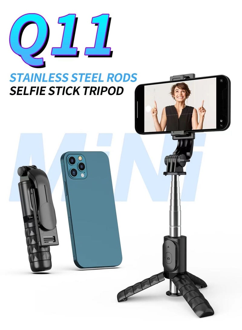 Q11 Wireless Mini Selfie Stick Desktop Tripod for Smart Phone Black
