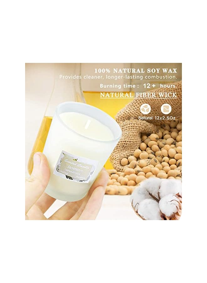 The Bros Scented Candles Gift Set, 12 PCS White Glass Candle, Natural Soy Wax 2.5 Oz Portable Aromatherapy Candles Women Gift with Stress Relief and Aromatherapy for Holiday, Bathing, Home Decoration - Image 2