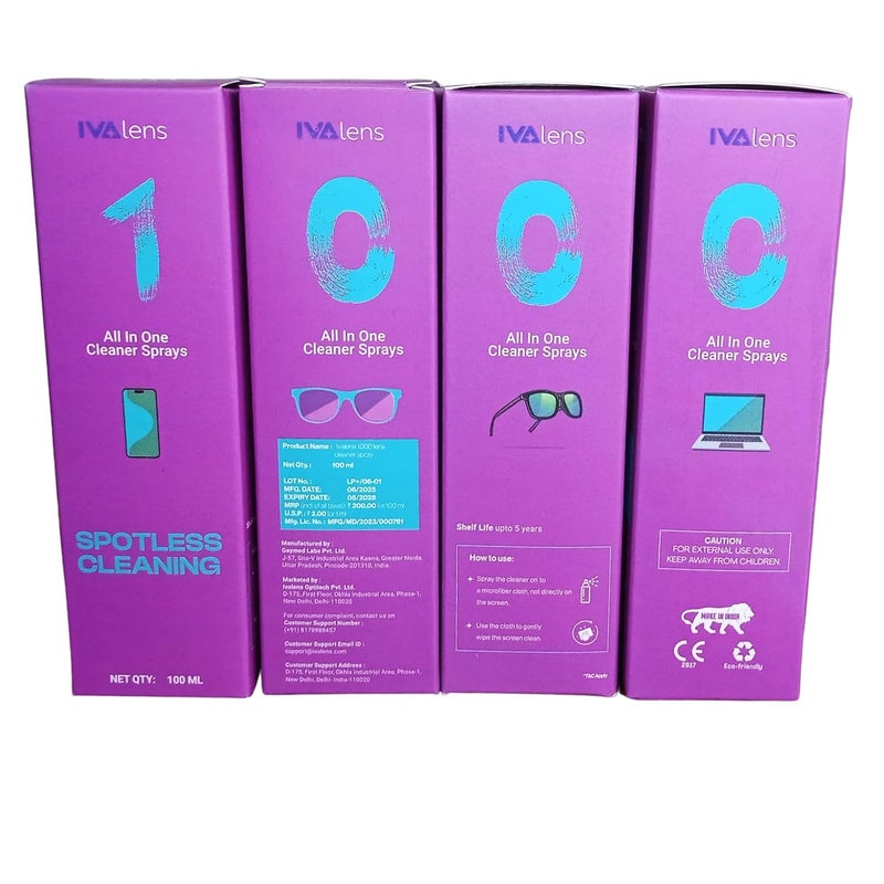 Ivalens 1000 منظف (4 زجاجات) ، لابتوب ، موبايل ، شاشة ، نظارات ، رذاذ تنظيف عدسات الكاميرا ، مع 2 قطعة قماش ميكروفايبر من GSM 220 - Image 1
