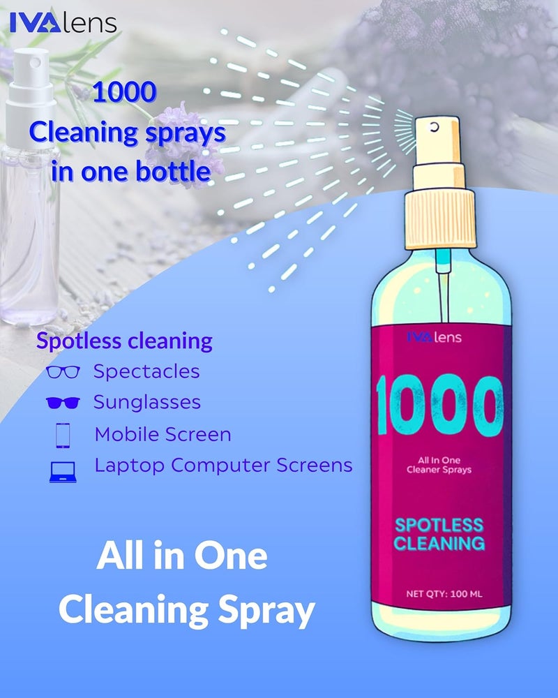 Ivalens 1000 منظف (4 زجاجات) ، لابتوب ، موبايل ، شاشة ، نظارات ، رذاذ تنظيف عدسات الكاميرا ، مع 2 قطعة قماش ميكروفايبر من GSM 220 - Image 2