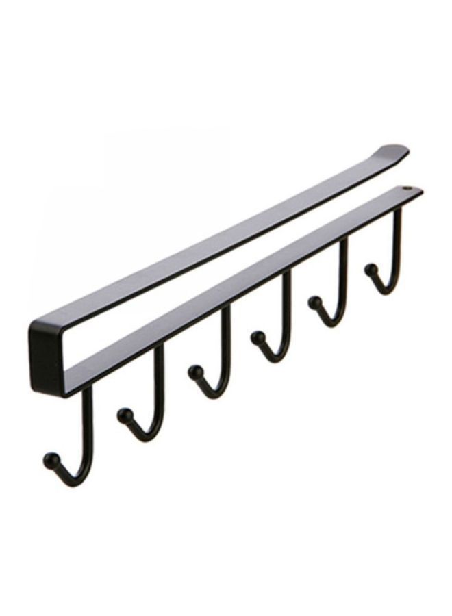 NIBEMINENT 6 Pin Cloth Hook Hanger For Kitchen Black 26x6.5cm