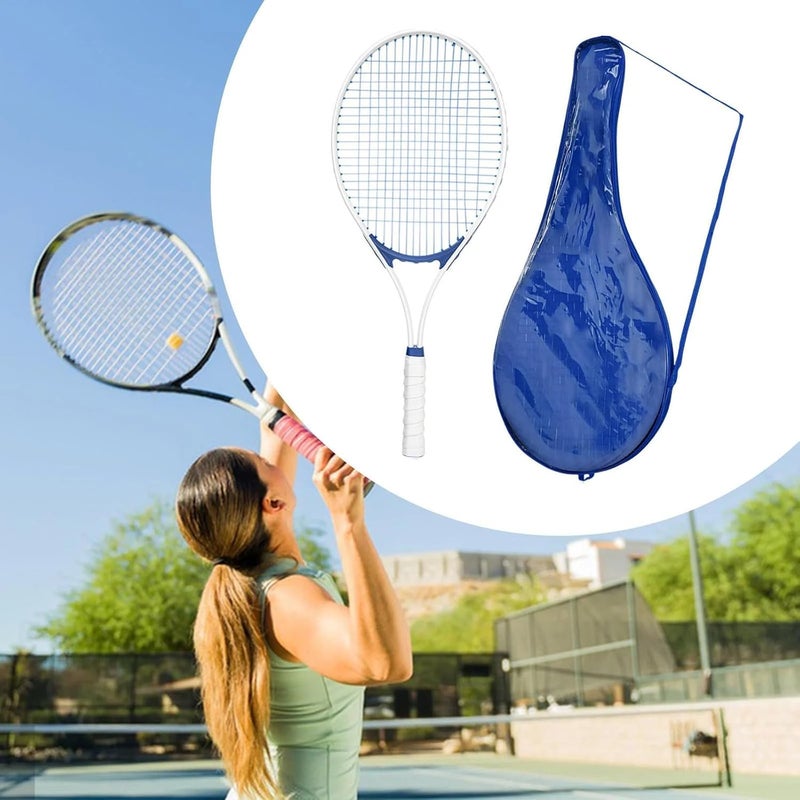 DOLPHY مضارب تنس ترفيهية للبالغين | مضارب تنس خفيفة الوزن للطلاب، التدريب والمبتدئين مع مقابض إضافية وحقيبة حمل | ألعاب خارجية (25 بوصة) - أزرق - Image 2