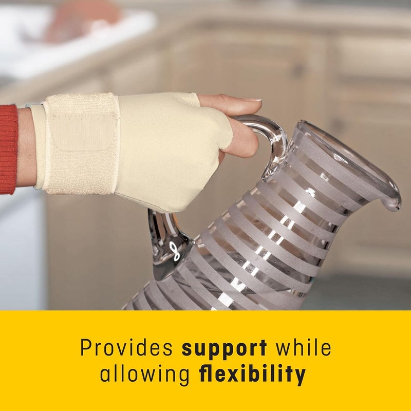 FUTURO Compression Glove (wrist support) S/M size, 1 unit/pack| Beige color | 09183ENR | Provides support to aching | swollen or weak hand and wrist | Mild support | Wrist support - Image 2