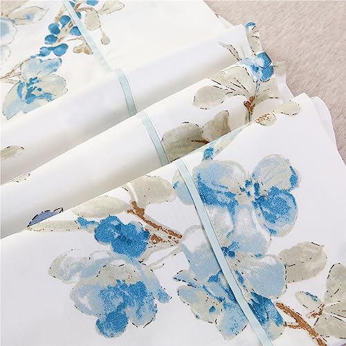 URBONUR 100% Cotton Pillowcases Set of 2 Standard Size Floral Printed Pillow Cases Soft Breathable Cooling Pillowcase Decorative Pillow Cover (Standard, 20x26 Inches, Blue Plum Blossom) - Image 5