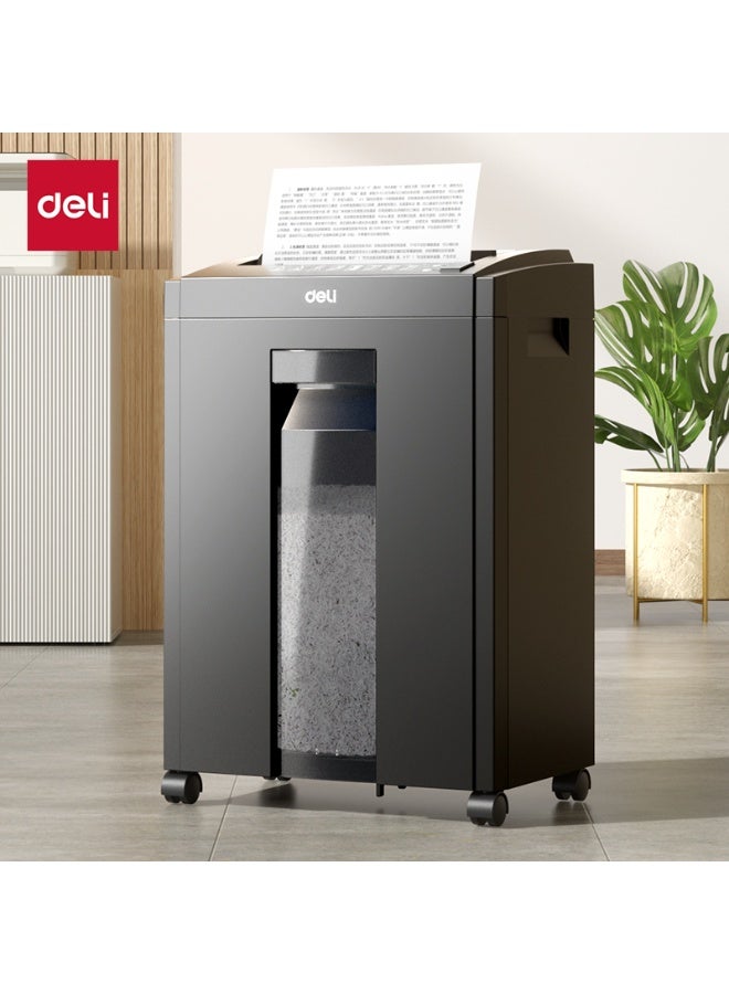 Deli ET054-UK Business Shredder, ET054, Paper Shredder, 8 Sheets/23L/212mm/10min Continuous Run, Black - Image 1