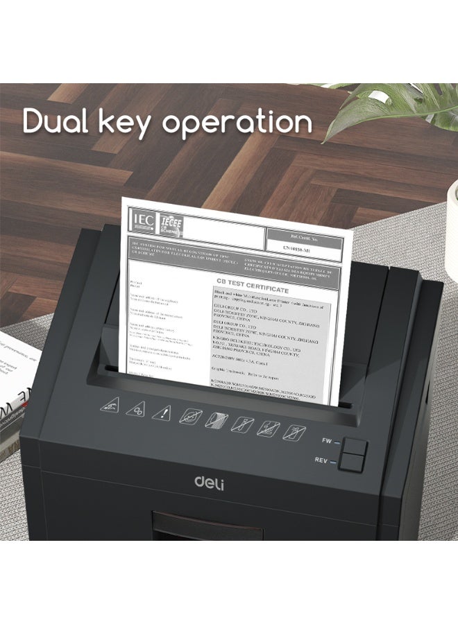 Deli ET054-UK Business Shredder, ET054, Paper Shredder, 8 Sheets/23L/212mm/10min Continuous Run, Black - Image 3