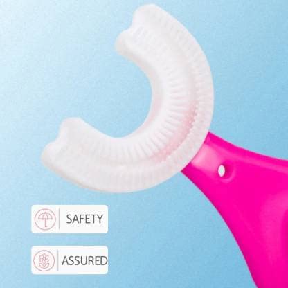 TRENDBIT U Shaped Toothbrush for Kids Manual Whitening Toothbrush Silicone Brush Head for Kids Children Infant For 2-6 Years Mouth-Cleaning (Multicolor, Pack of 1) - Image 2