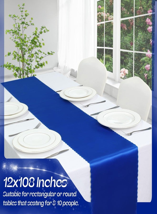 VACVELT 2 Pack Satin Table Runners - 12 x 108 Inches Long, Royal Blue Table Runners for Wedding, Birthday Party, Banquet, Graduation, Engagements - Image 3