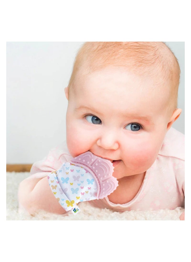 بيبي جيم BabyJem Baby Tooth Scarifying Gloves Butterfly Pink – 3 Months+  - Image 2