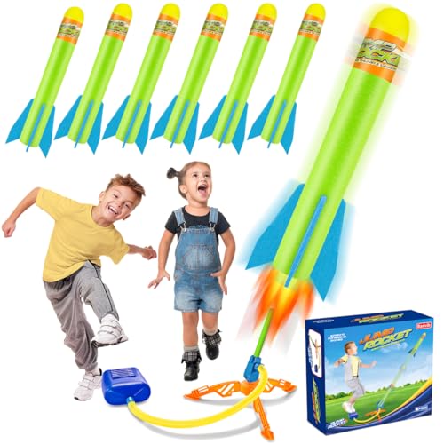 Banvih Toys Rocket Launcher for Kids Easter Basket Stuffers for Ages 3 4 5 6 7 8 Years Old Outdoor Toys Games Toddler Boys Birthday Gifts 6 Foam Air Rockets Launch up to 120ft - Image 1