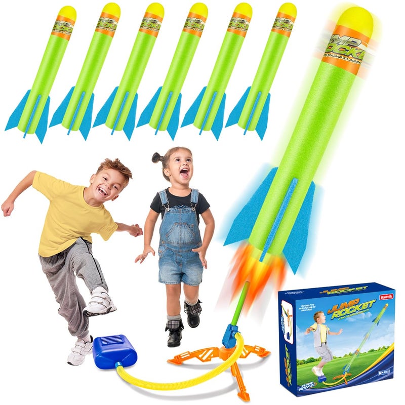Banvih Toys Rocket Launcher for Kids Easter Basket Stuffers for Ages 3 4 5 6 7 8 Years Old Outdoor Toys Games Toddler Boys Birthday Gifts 6 Foam Air Rockets Launch up to 120ft - Image 2