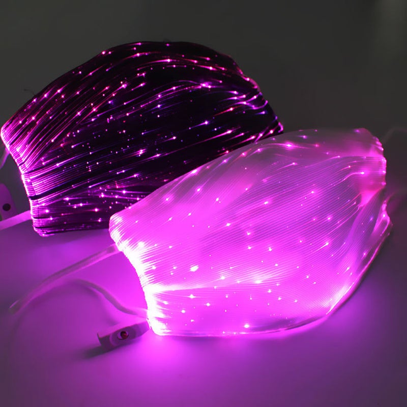 قناع وجه مصباح LED من قماش الألياف الضوئية، قناع ريف مضيء بـ 7 ألوان LED، قابل لإعادة الشحن عبر USB، لمناسبات الهالوين والكريسماس والمنتديات، للرجال والنساء - Image 5