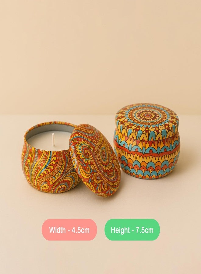 Kaameri Bazaar Diwali Decorative Candle for Home | Set of 4 Mandala Tin Jar Candle - Image 2