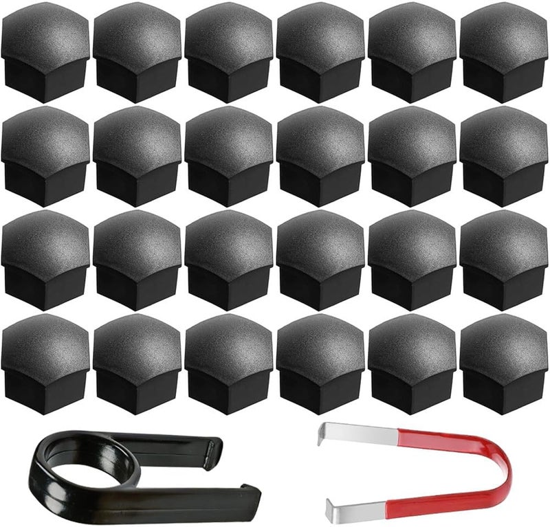 Gebildet 20 Pieces Wheel Nut Caps 17mm, Wheel Bolt Nut Caps Covers, Hexagonal Tire Nut Covers with Removal Tool Set for Cars, Matte Black - Image 1