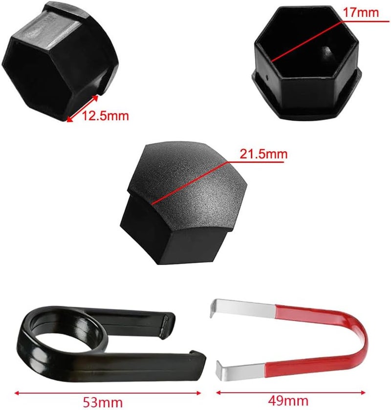 Gebildet 20 Pieces Wheel Nut Caps 17mm, Wheel Bolt Nut Caps Covers, Hexagonal Tire Nut Covers with Removal Tool Set for Cars, Matte Black - Image 4