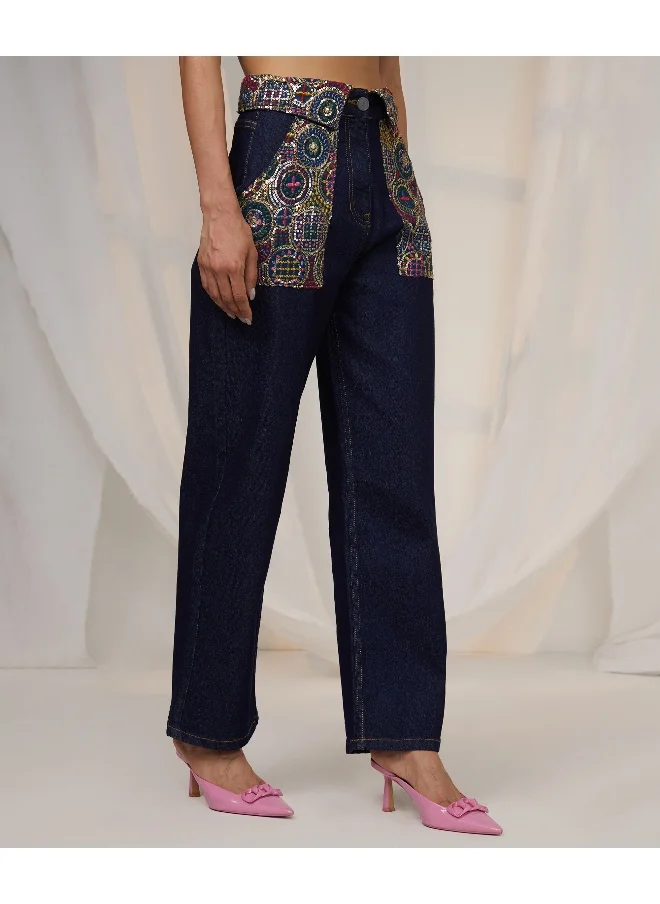 Campus Sutra Embroidered Patch Denim Jeans