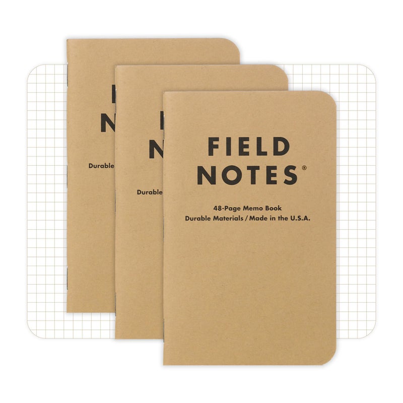 Field Notes: Original Kraft 3-Pack - Graph Paper Memo Books - Grid Paper 48 Page Pocket Notebooks - 3.5" x 5.5" - Image 1