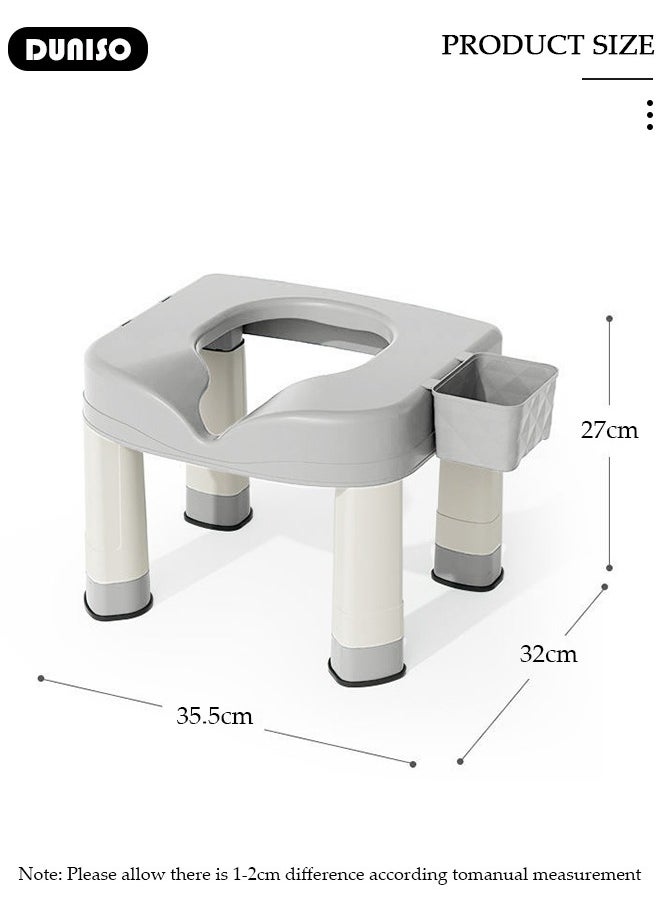 DUNISO Portable Plastic Toilet For Camping,Comfortable Bathroom Chair With Tissue Holder, Non-Slip Elderly Squat Toilet Seat Stool, Bath seat,Shower Chair,Squat Stool, Pregnant Women Toilet Chair  - Image 4