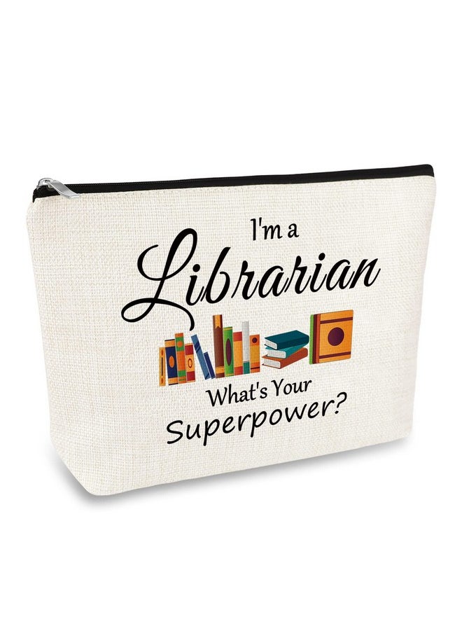 Mikela Librarian Gifts For Women Makeup Bag Librarian Thank You Gifts Book Lover Bookworm Gift Cosmetic Bag Pouch Librarian Retirement Gift Birthday Christmas Gift For Librarian Library Reading Organizer  - Image 1