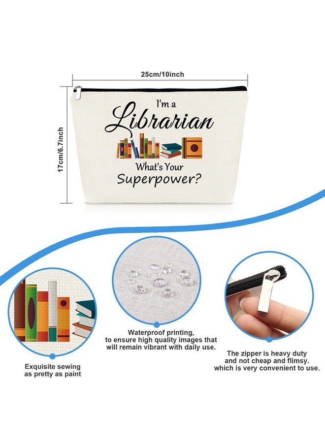Mikela Librarian Gifts For Women Makeup Bag Librarian Thank You Gifts Book Lover Bookworm Gift Cosmetic Bag Pouch Librarian Retirement Gift Birthday Christmas Gift For Librarian Library Reading Organizer  - Image 2