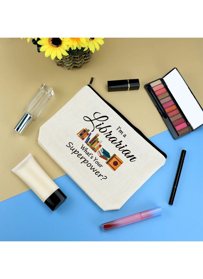 Mikela Librarian Gifts For Women Makeup Bag Librarian Thank You Gifts Book Lover Bookworm Gift Cosmetic Bag Pouch Librarian Retirement Gift Birthday Christmas Gift For Librarian Library Reading Organizer  - Image 3