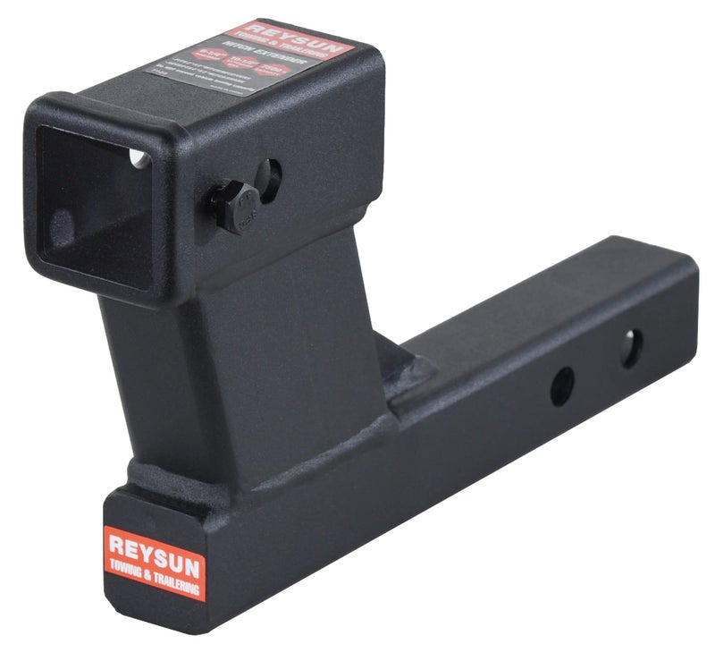 REYSUN 864129 Trailer Hitch Riser with 614 inch RiseDrop for 2 inch Receiver Hitch Extension 2 inch Shank Matte Black