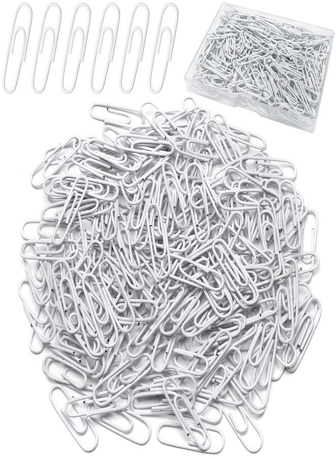 Elisel Paper Clips, 200pcs Medium Size (1.3 inch) Colored Paper Clip,Durable and Rustproof Coated Paper Clips, Great for Office, School and Personal Use (White) - Image 1