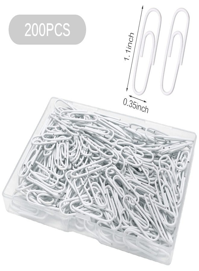 Elisel Paper Clips, 200pcs Medium Size (1.3 inch) Colored Paper Clip,Durable and Rustproof Coated Paper Clips, Great for Office, School and Personal Use (White) - Image 2