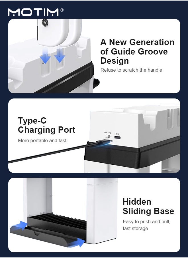 Switch Organizer with Controller Charging Dock, Controller Charger Station for Nintendo Switch & OLED Joycon, Pro Controller, Accessories Storage Tower Stand for Games, Pro Controller, TV Dock