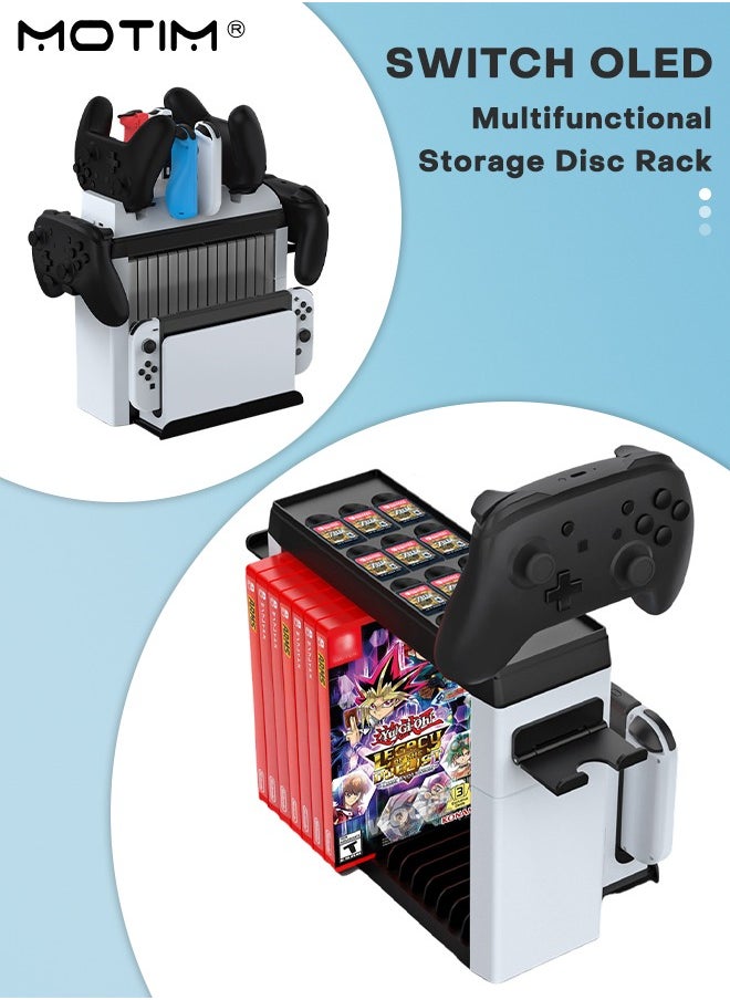 Switch Organizer with Controller Charging Dock, Controller Charger Station for Nintendo Switch & OLED Joycon, Pro Controller, Accessories Storage Tower Stand for Games, Pro Controller, TV Dock