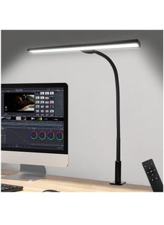 Hihonor Desk Lamp with Clamp,3 Color Modes,Flexible Gooseneck Clamp Light, EyeCaring 18W Touch +Remote Control Color Brightness,Timer for Office,Study,2180 LUX Energy Conservation,Table Lamp,Desk Light(BLACK)  - Image 1