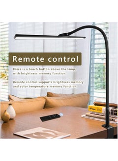 Hihonor Desk Lamp with Clamp,3 Color Modes,Flexible Gooseneck Clamp Light, EyeCaring 18W Touch +Remote Control Color Brightness,Timer for Office,Study,2180 LUX Energy Conservation,Table Lamp,Desk Light(BLACK)  - Image 4