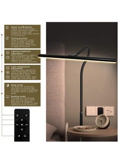 Hihonor Desk Lamp with Clamp,3 Color Modes,Flexible Gooseneck Clamp Light, EyeCaring 18W Touch +Remote Control Color Brightness,Timer for Office,Study,2180 LUX Energy Conservation,Table Lamp,Desk Light(BLACK)  - Image 2