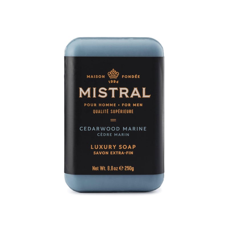 Mistral Cedarwood Marine Luxury Bar Soap for Men  Mens Natural Soap Bar  Paraben Phthalates Free  Moisturizing  TripleMilled Natural Soap for Men  Made in France  Large 88 oz