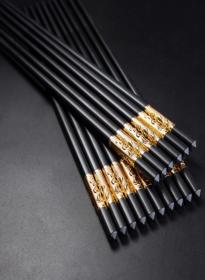 Youda Metal Chopsticks Reusable Chinese Japanese Style Dragon Chopsticks Chinese Gift Set Fiberglass Chops ticks Set Dishwasher-Safe (5 Pairs) - Image 4