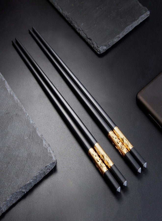 Youda Metal Chopsticks Reusable Chinese Japanese Style Dragon Chopsticks Chinese Gift Set Fiberglass Chops ticks Set Dishwasher-Safe (5 Pairs) - Image 3