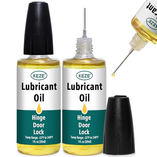 Keze Squeaky Door Hinge Lubricant Knife Pivot Oil for Door Hinge Oil for Lock Scissors Watch Keyhole Knife Lube Synthetic Pocket Knife Lubricant with Needle Oiler 1 oz, 2 Pcs - Image 1