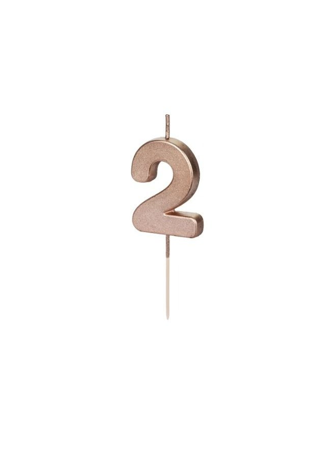 Share the Love Birthday Candle Number 2, rose gold, 4.5cm  - Image 1