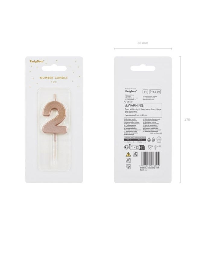 Share the Love Birthday Candle Number 2, rose gold, 4.5cm  - Image 3