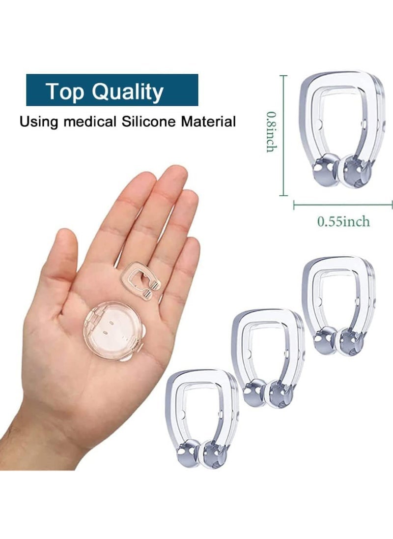 Anti Snoring Devices - Silicone Magnetic Anti Snore Stopper Nose Clip Help Breathe Right and Stop Snoring Devices That Work for Men & Women Snoring Solution-Comfortable Nasal to Relieve Snore (4 PCS)