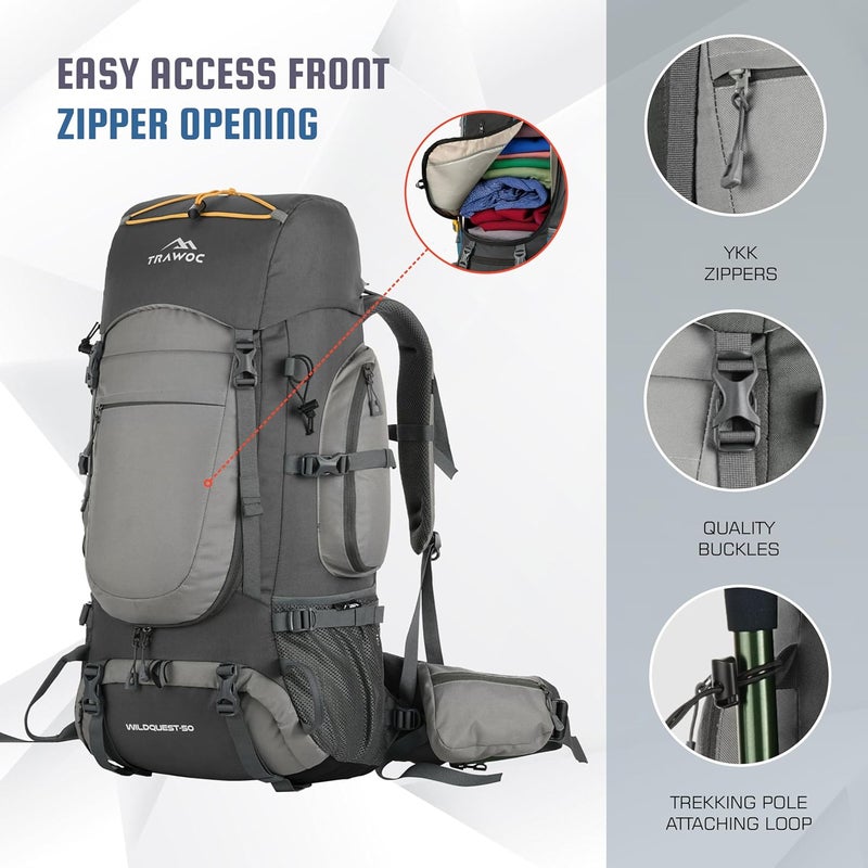 TRAWOC WILDQUEST 50L Travel Backpack - Image 2