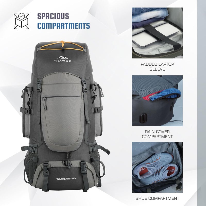 TRAWOC WILDQUEST 50L Travel Backpack - Image 4