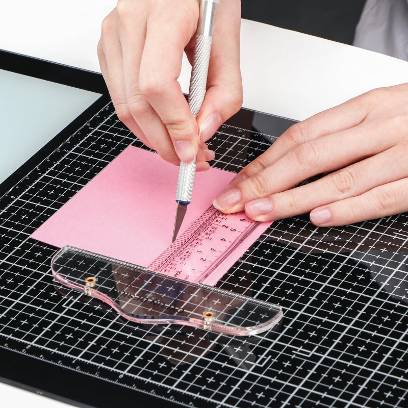 CYFUN DESIGN Glass Craft Mat for Crafting Measuring Painting Work Magnetic Cutting Media Mat for Crafts Tempered Glass Crafting Surface for Cutting Stamping Mixed Media Heat Embossing and Hot Glue Projects - Image 5