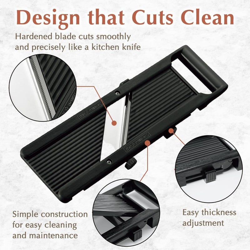 TIKUSAN SAMURAI Slicer Japanese Mandoline Vegetable Slicer Made in Japan Adjustable Slice Thickness Stainless Steel Blade (Wide) - Image 4