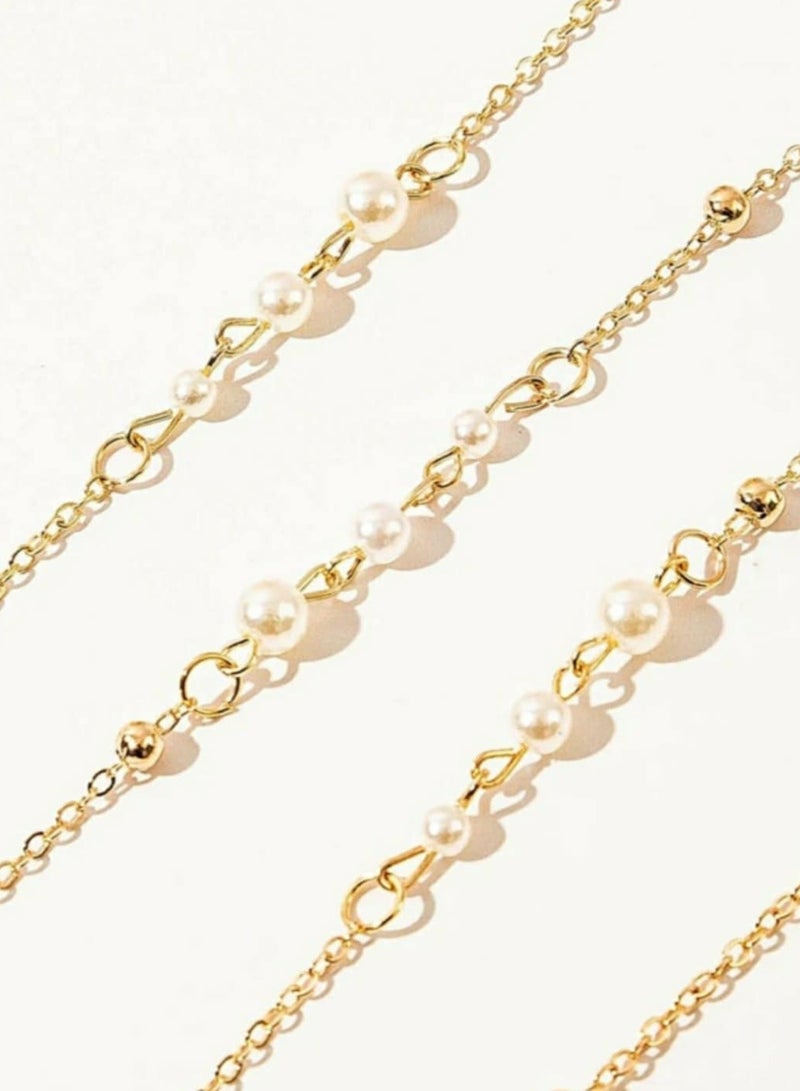 اكسوارات ار ايه سلسلة نظارة معدن ذهبى مميز مع لؤلؤ اوف وايت، ايضا يمكن استخدامها كعقد  - Image 2