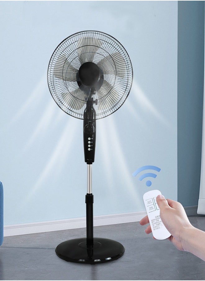 Monda 16" Classic Stand Fan With Remote Stand/Fan With Remote Control , Pedestal Fans With 3 Modes, Efficient 60 W Motor For Better Cooling, Timer,5 Leaf Blades 70W FS-40 Black  - Image 1