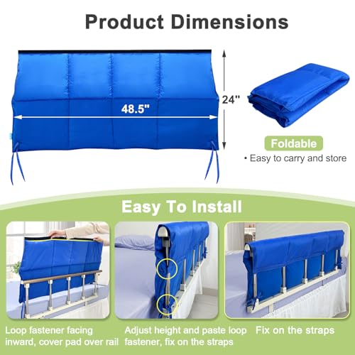 NEAUDE Bed Rail Padding Cushion for Hospital Bed Rail Pads Protector Cover Bed Barrier for Adults Elderly Safety Guard Railing Bumper Medical Foam Crib Padding Bed Side Rails Covers - 1 PCS - Image 2