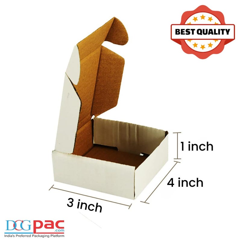 DCGPAC 3Ply White Corrugated Flat Box 4x3x1 Inch For Packing Small Items and Multipurpose Packaging Shipping Boxes L4" x W3" x H1" Inch (Pack of 1000) - Image 2