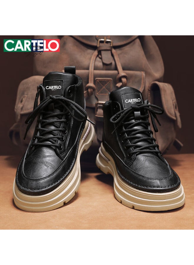 Cartelo Men's Martin Boots, Fashionable Trendy Men's Boots, Outdoor Comfortable Wear-resistant Mid-top Boots For Men, 1537 Black, Size 43 - Image 5